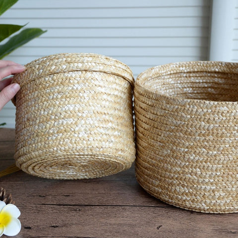 Handmade Straw Woven Storage Basket