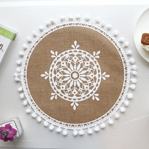 Cotton Linen Embroidery Pad Dish