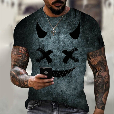 Camiseta con estampado 3D de hip-hop de tendencia de verano