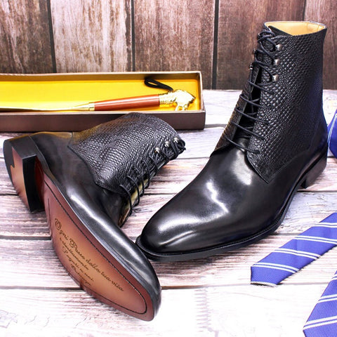 Luxury Men's Genuine Leather Ankle Boots