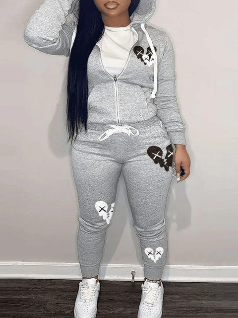 Casual Sporty Long Sleeve Tracksuit Set