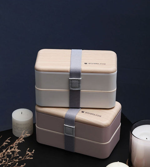 Double Layer Microwave Food-Safe Wooden Bento Box