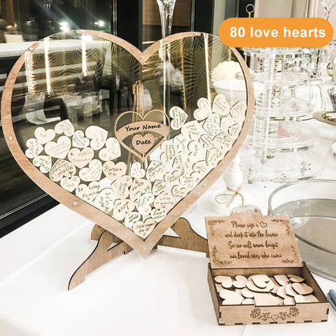 Decoración de libro de invitados de boda transparente en forma de corazón