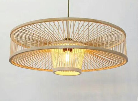 Modern Natural Rattan Wicker Chandelier Bamboo Lamp