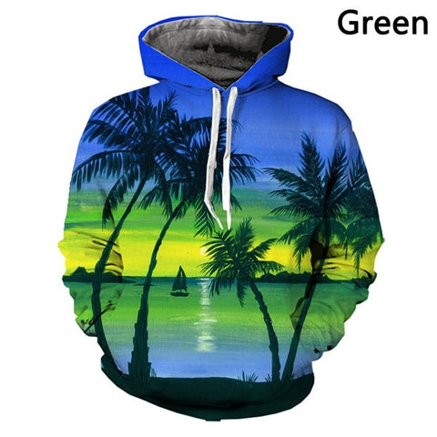 Beach Coconut Tree Print Hoodie