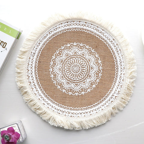 Cotton Linen Embroidery Pad Dish