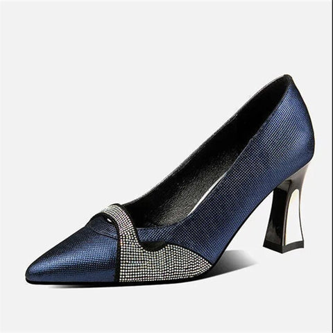 Women Navy Blue High Heel Shoes
