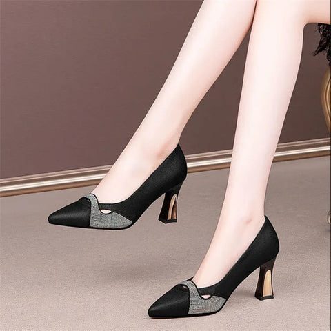 Women Navy Blue High Heel Shoes