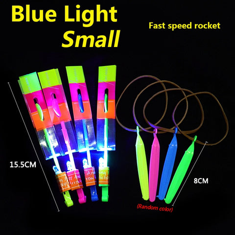 Arrow Rocket LED Helicopter Flying Toy With Rubber Band Catapult