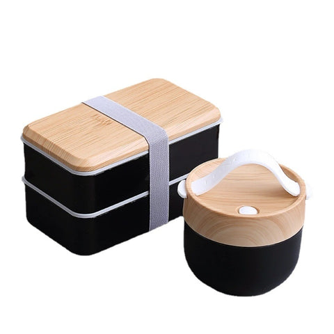 Fiambrera Bento de madera para microondas