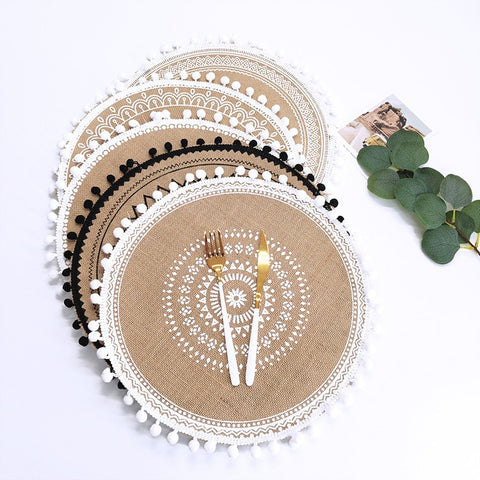 Cotton Linen Embroidery Pad Dish