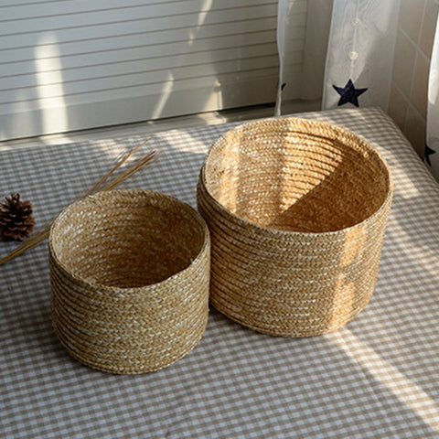 Handmade Straw Woven Storage Basket