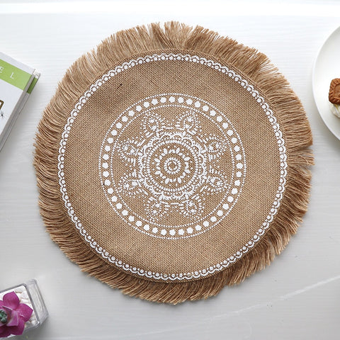 Cotton Linen Embroidery Pad Dish