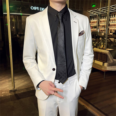 2 Piece Slim Fit Cotton Business Suit