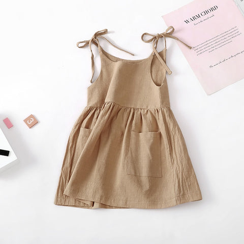 Solid Cotton Sleeveless Children Dress