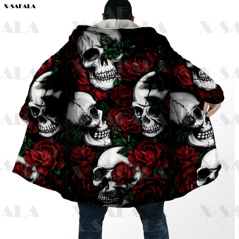 Printed Long Duffle Topcoat Hooded Blanket