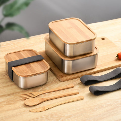 Bento Bamboo Cover Food Container Lunch Box