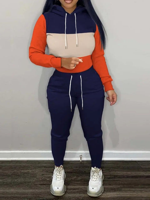 Conjunto de chándal con bolsillo de patchwork