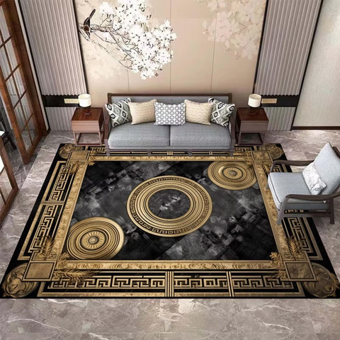 Alfombra de alfombra negra dorada de lujo para el hogar