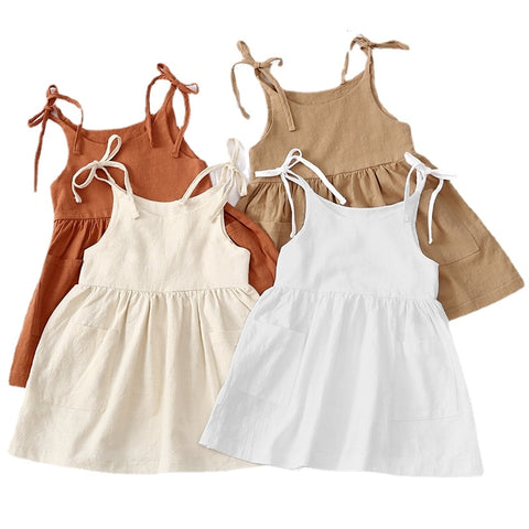 Solid Cotton Sleeveless Children Dress