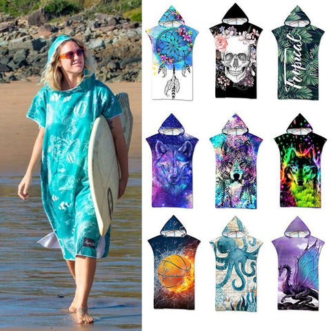 Printed Hooded Beach Towel For Men Women