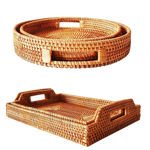 Rattan Storage Tray Handwoven Wicker Basket